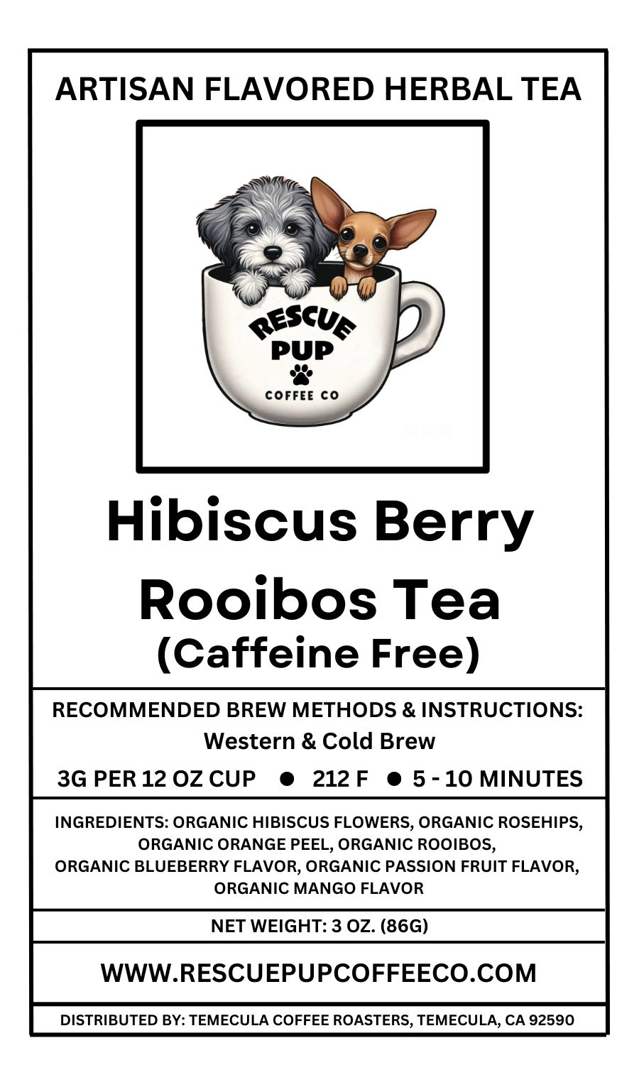 Hibiscus Rooibos Herbal Tea (Caffeine Free)